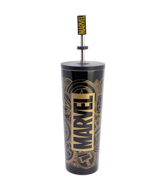 Stor - Marvel - Gobelet Isotherme en Acier Inoxydable avec Paille et couvercle 3D "Golden Treasure" 770ml
