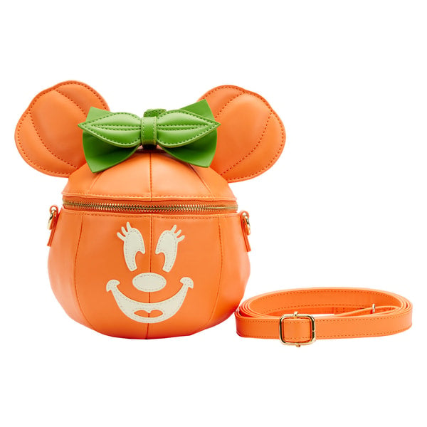 Loungefly: Disney - Minnie Mouse - Glow Face Pumpkin Minnie Figural Crossbody Bag - flash vidéo