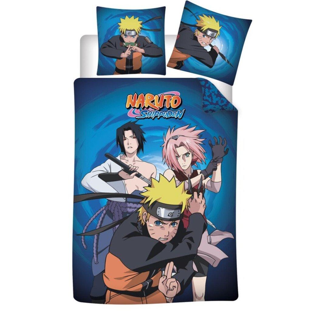 Naruto Shippûden - Housse de couette en microfibre "Team 7 Fight" (140x200cm + 2x 63x63cm) - flash vidéo