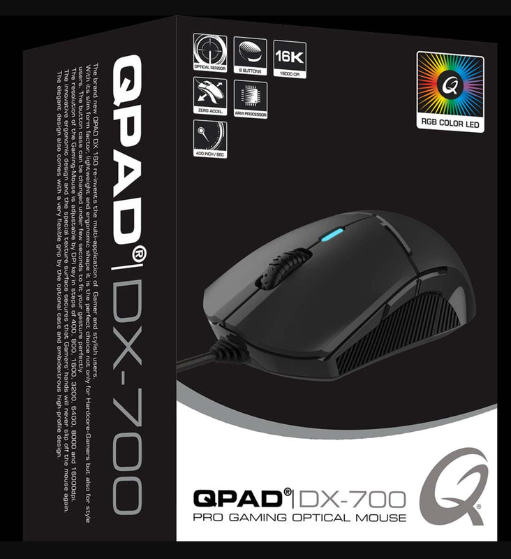 QPAD - DX-700 - Souris de jeu optique filaire noire - 16.000 DPI