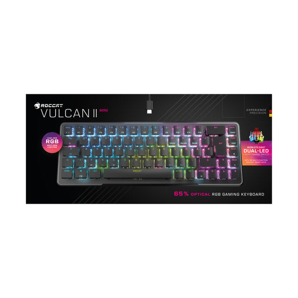 Roccat - Clavier de jeu mécanique optique Vulcan II Mini Noir avec éclairage RGB - Disposition QWERTY américaine - flash vidéo