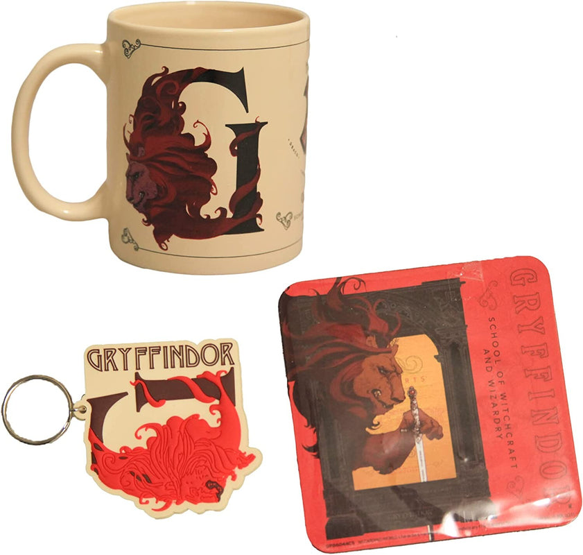 Harry Potter - Coffret cadeau : tasse, sous-verre et porte-clés Gryffondor