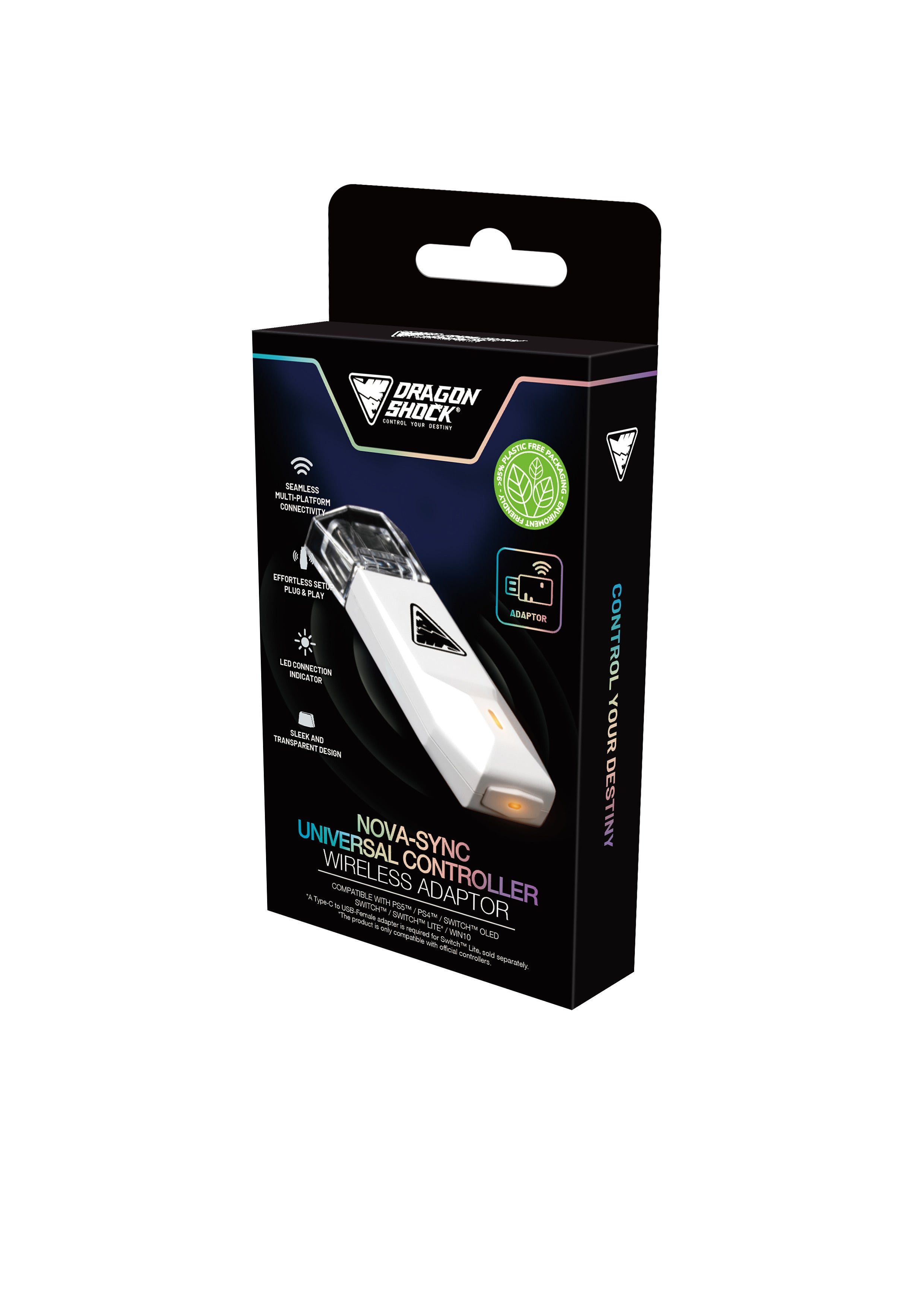 DragonShock - NOVA SYNC - Convertisseur Universel de Manettes Blanc pour Nintendo Switch, Switch OLED, PS4, PS5, Xbox One et Xbox Series X|S - flash vidéo