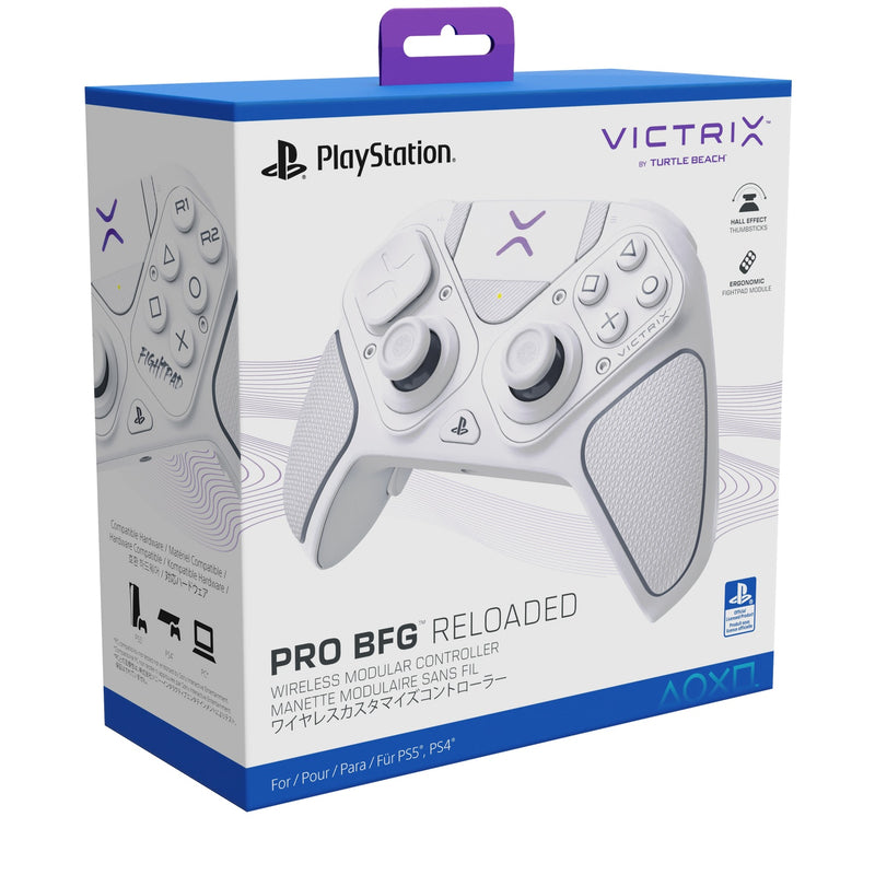 Manette modulaire sans fil Victrix Pro BFG Reloaded blanche pour PlayStation 5, PlayStation 4 et Windows 10/11