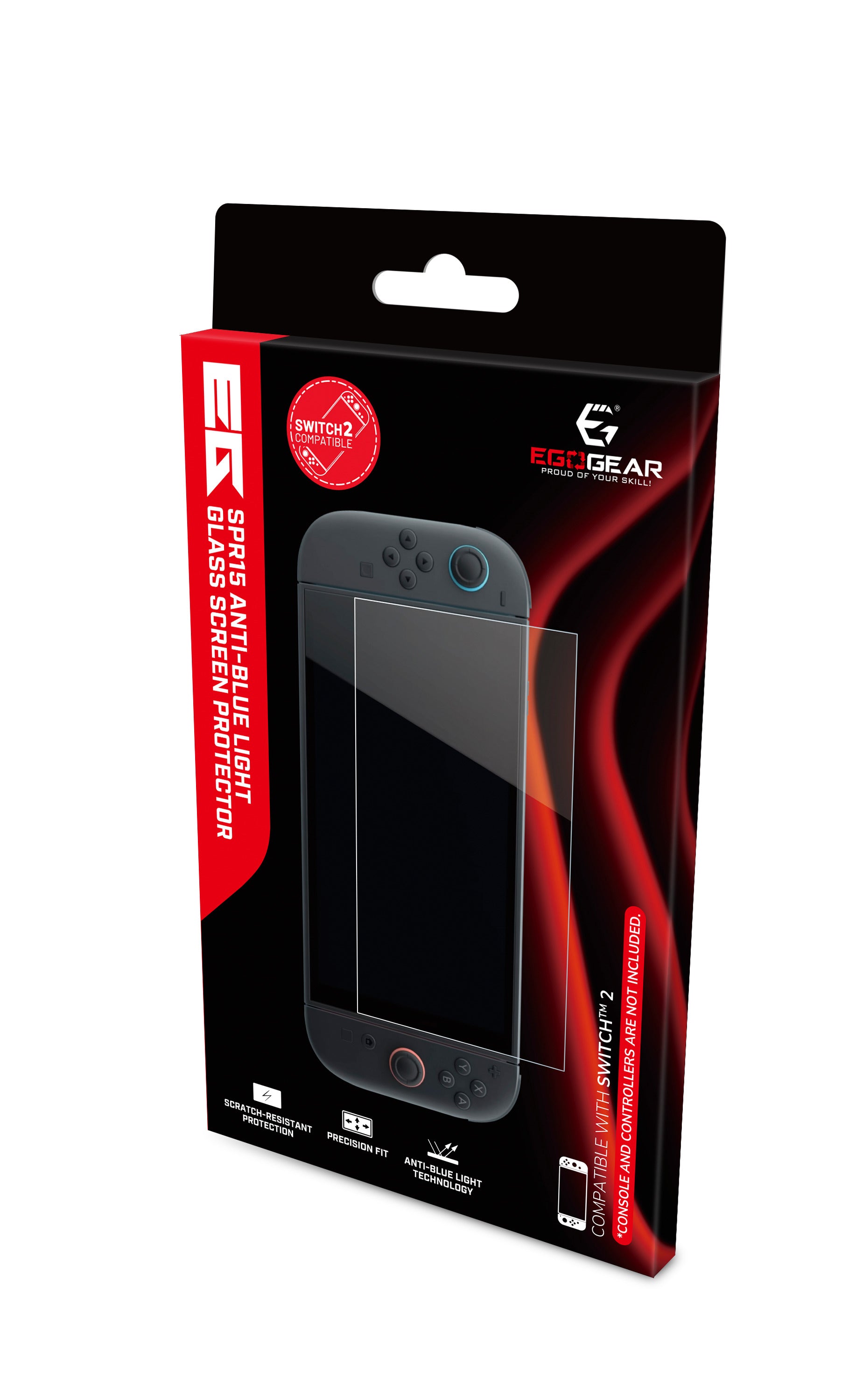 EgoGear - Protecteur d'écran en verre anti-lumière bleue SPR15 pour Switch 2 (2 pcs)