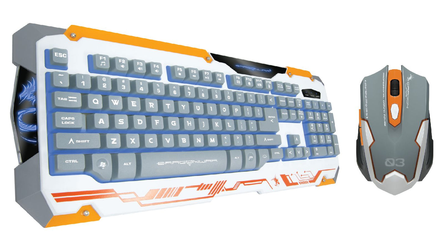 Dragonwar Sencaic Combo LED Gaming Mouse 3200 DPI / 6 boutons + rétro-éclairage Semi mécanique Gaming Keyboard White Qwerty avec 8 touches programmables et numpad
