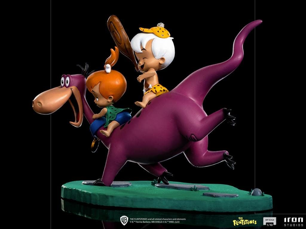 Iron Studios - Arts Scale 1/10 - The Flintstones - Dino, Pebbles and Bamm-Bamm Statue 13cm - flash vidéo