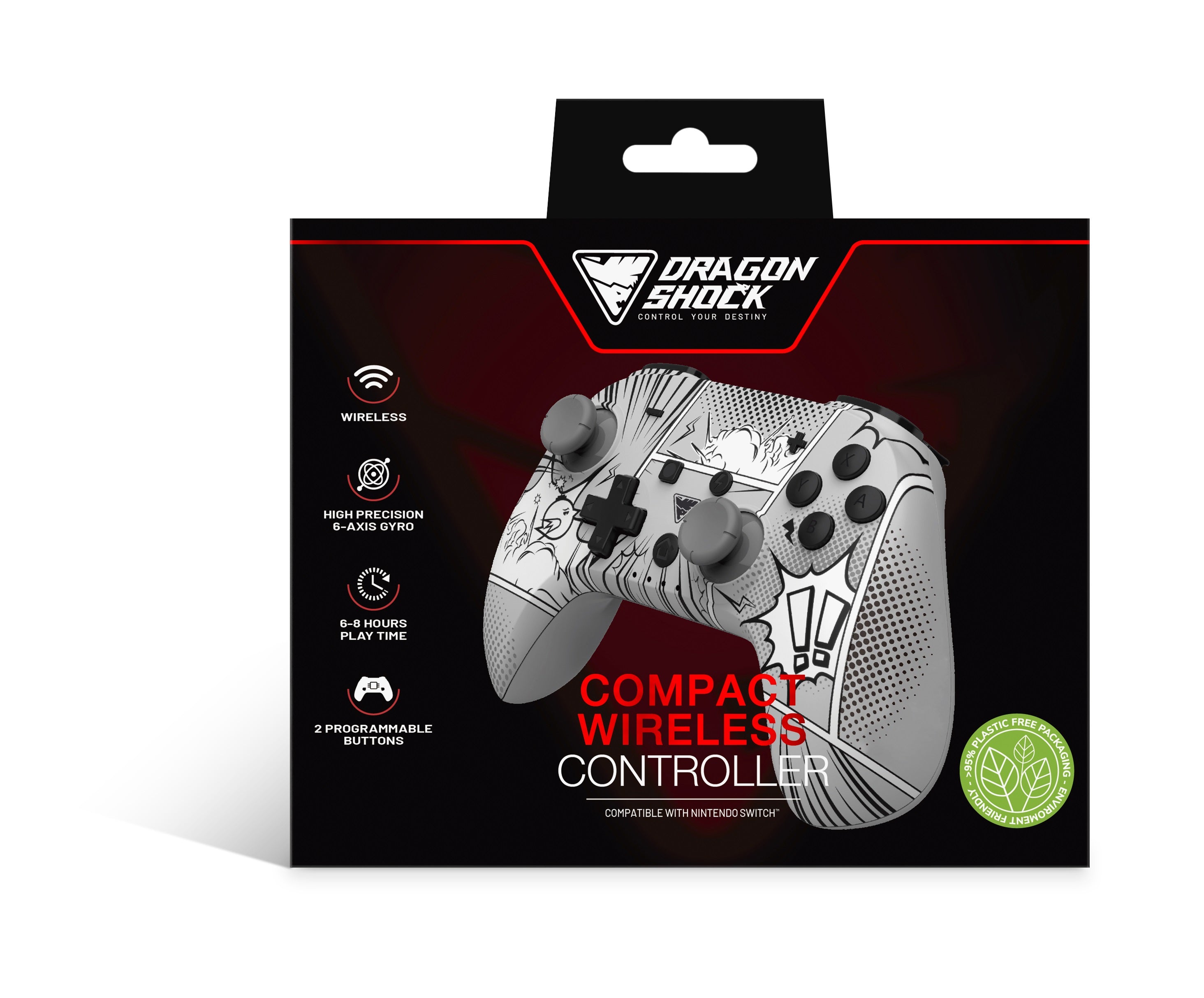 DragonShock - Manette compacte sans fil Bluetooth PopTop Manga pour Nintendo Switch et Switch OLED - flash vidéo