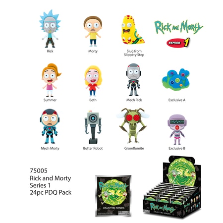 Rick et Morty - Assortiment en blind box de figurines de sac de collection en mousse (24 pcs) - flash vidéo