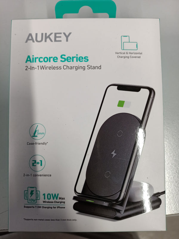 Aukey - Support de charge sans fil 2 en 1 LC-A2-BK Aircore Series Noir