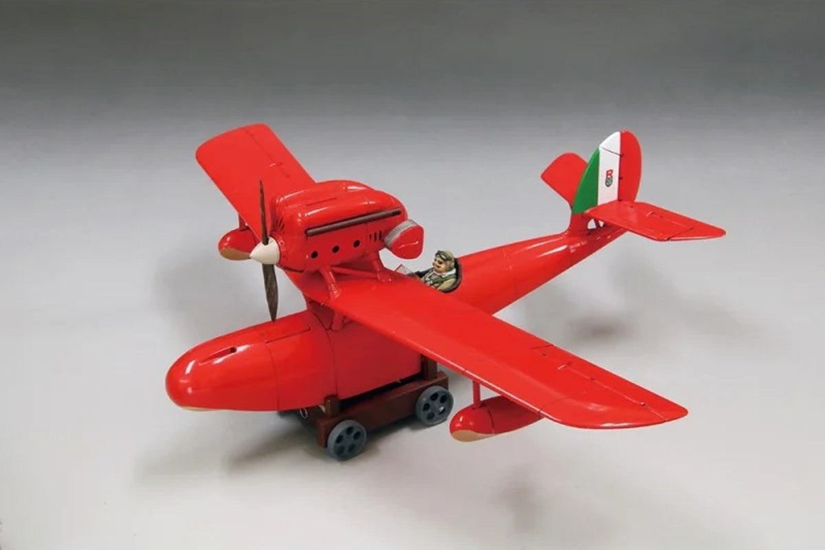 Ghibli - Porco Rosso - Maquette du prototype d'hydravion Savoia S.21 et figurine de Porco au 1/48