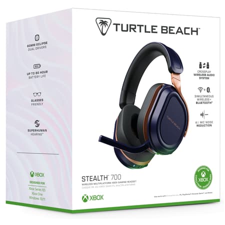 Turtle Beach - Casque de jeu sans-fil multiplateforme Stealth 700X Gen 3 Bleu Cobalt pour Xbox, PC, PlayStation, Nintendo Switch et Mobile - flash vidéo