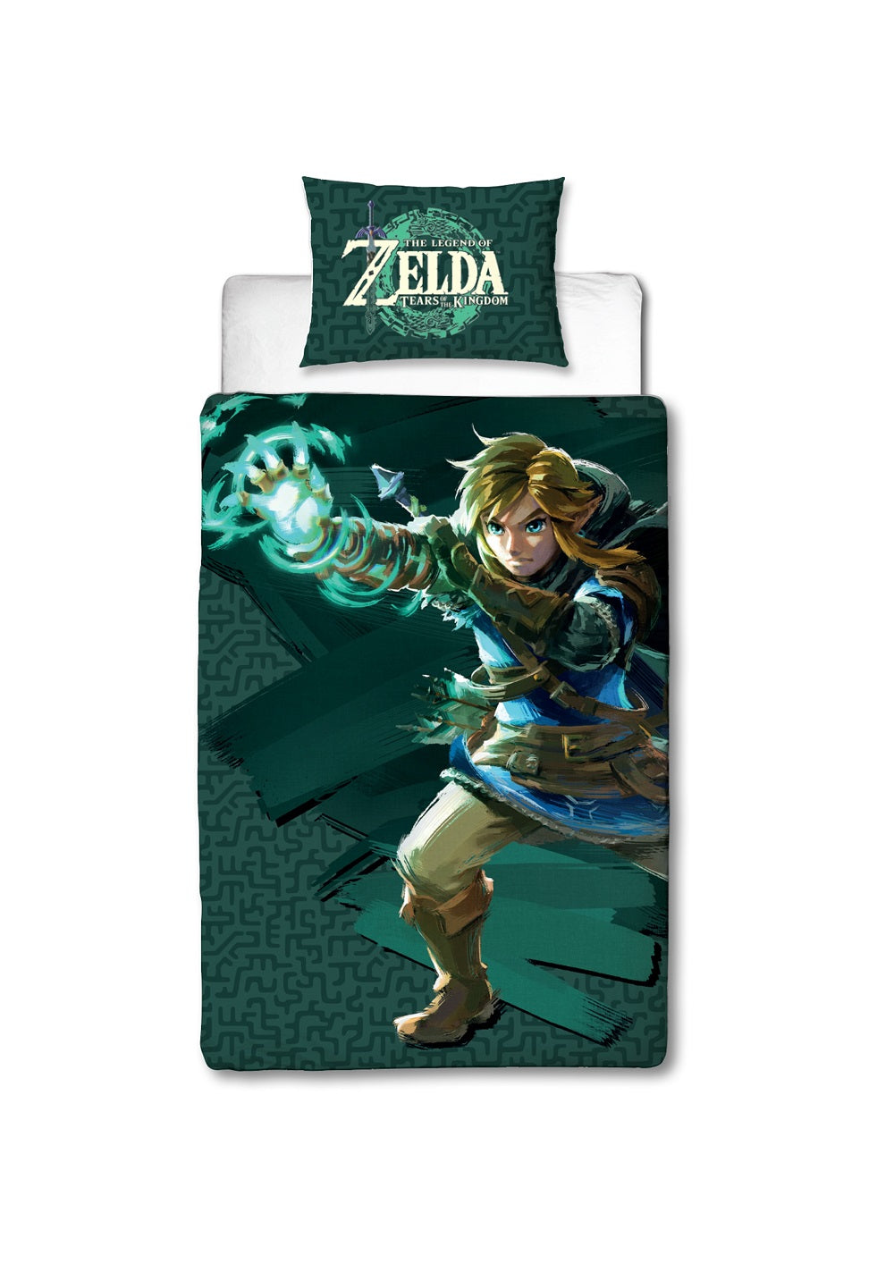The Legend of Zelda : Tears of the Kingdom - Parure de lit en microfibre Link (140x200cm + 63x63cm) - flash vidéo