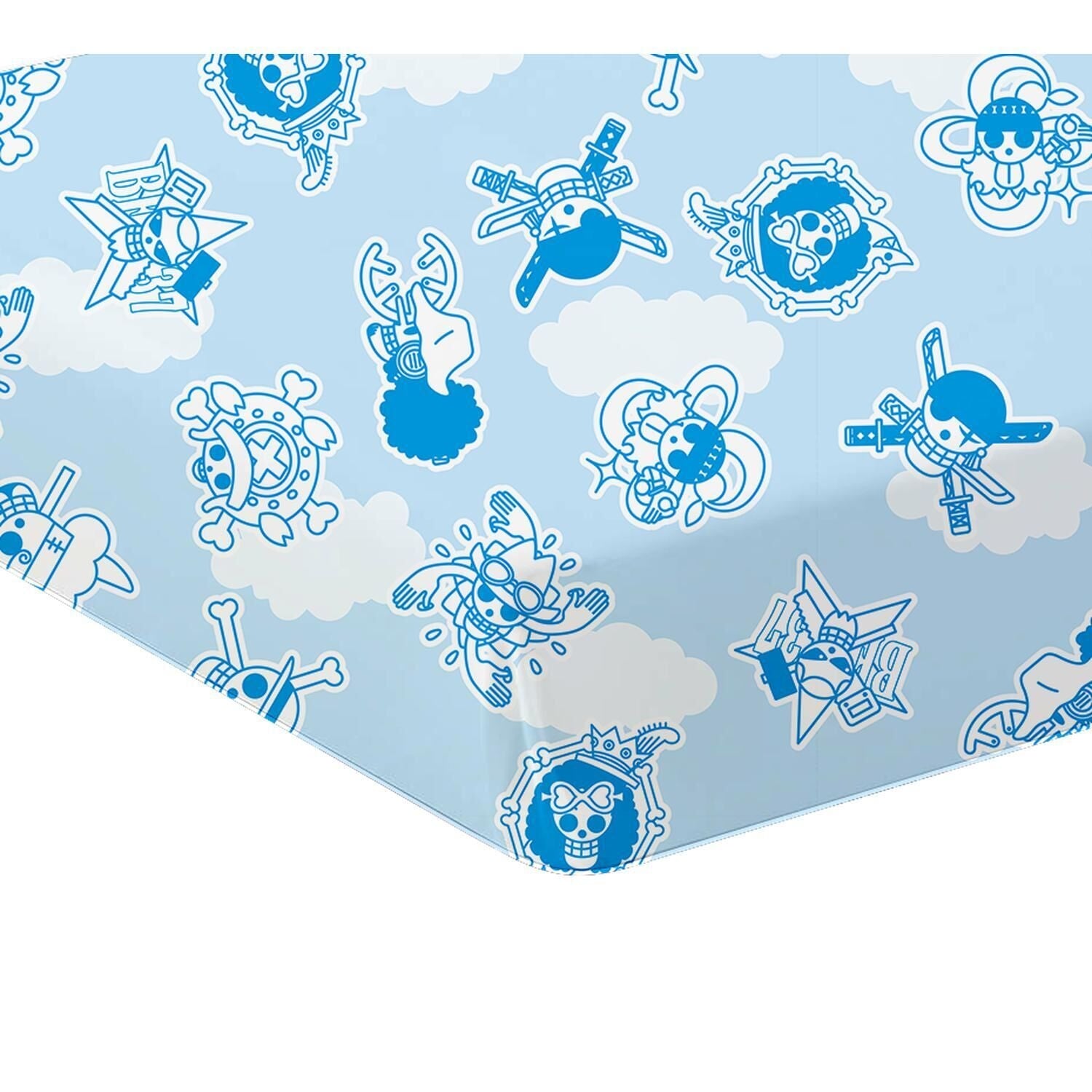 One Piece - Drap housse en coton "Logos" (190x90cm) - flash vidéo