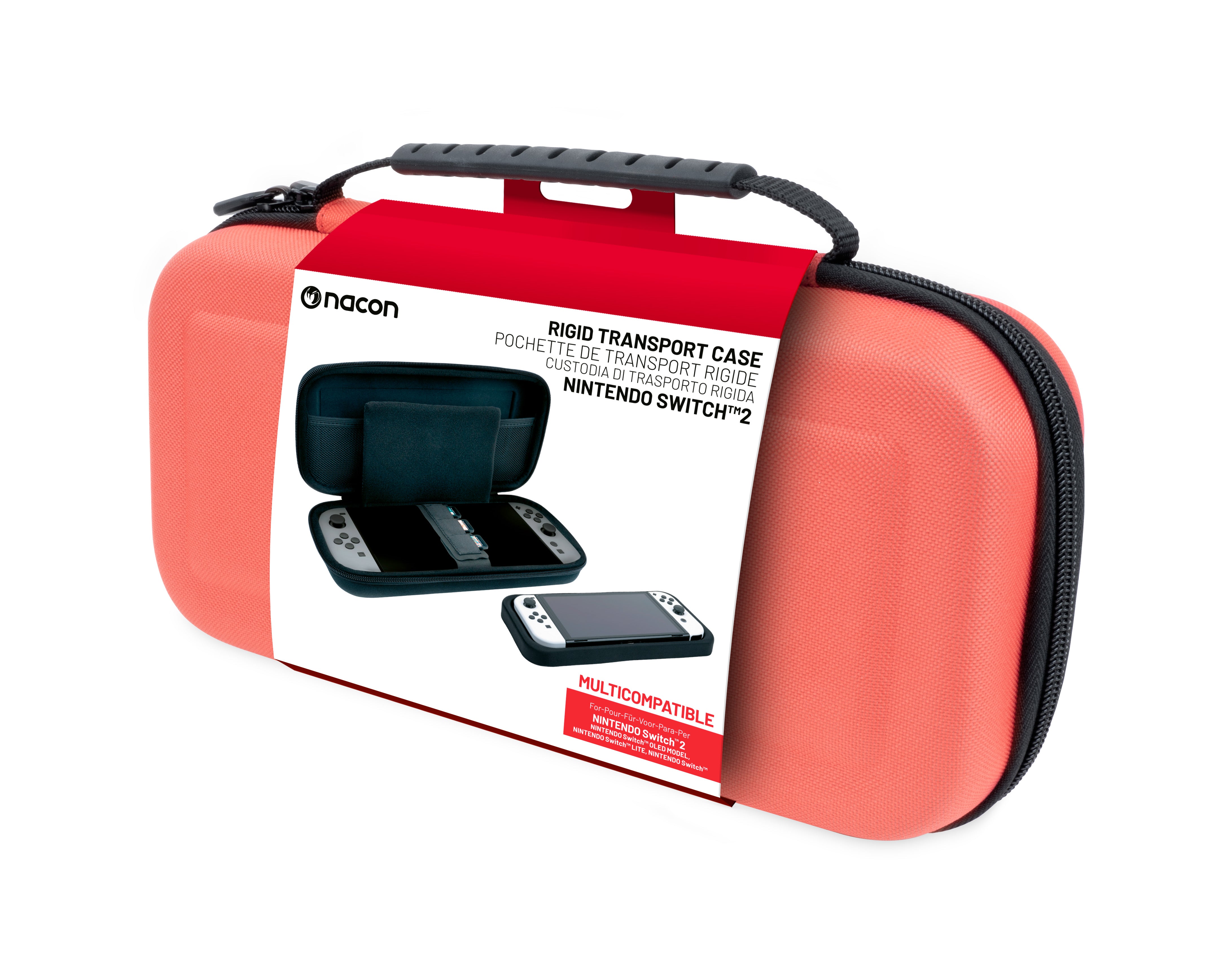 Pochette de transport rigide rouge clair pour Nintendo Switch 2
