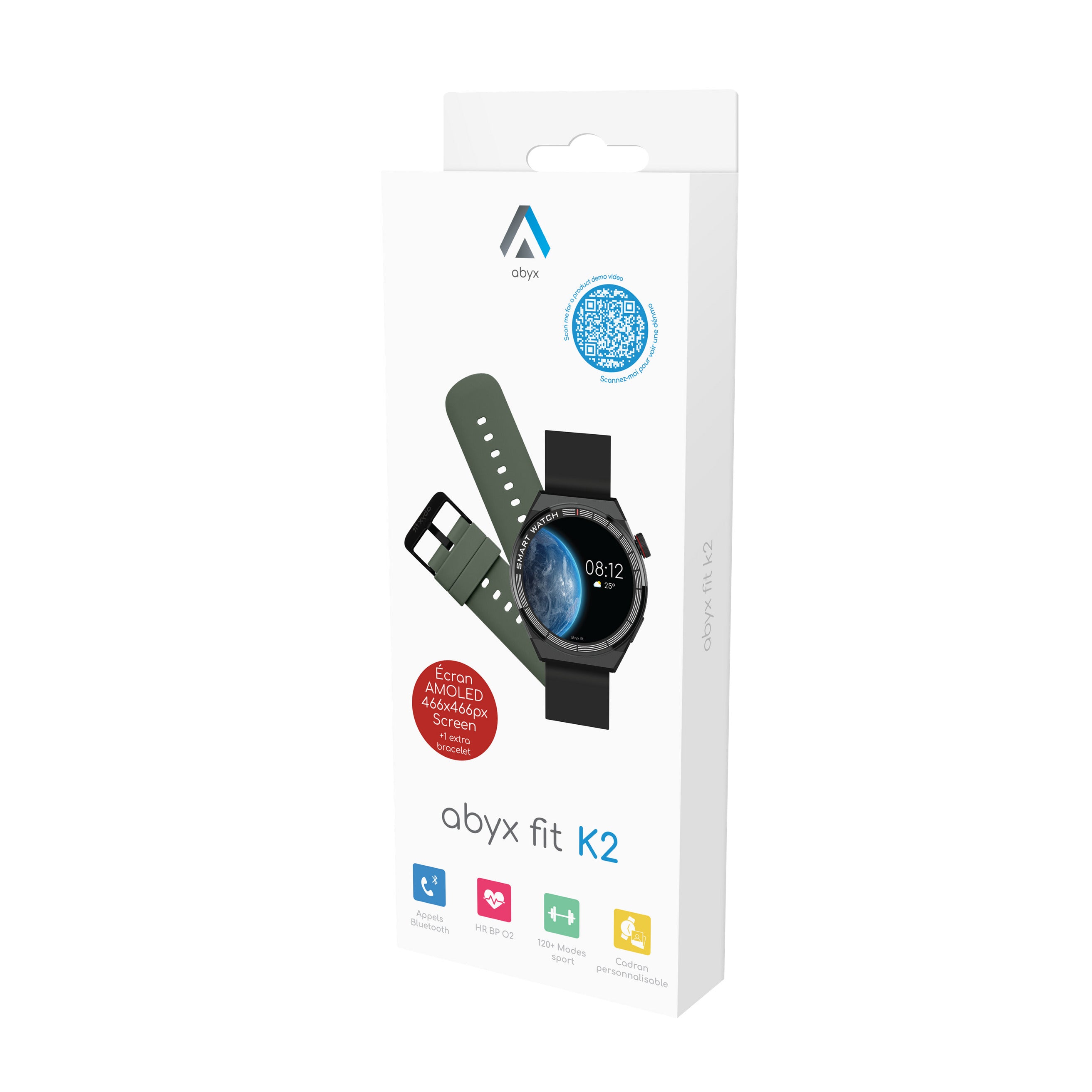 Abyx Fit - K2 - Montre connectée - Noire - flash vidéo