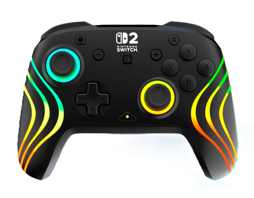 Turtle Beach - Manette de jeu RGB sans fil Afterglow Wave noire pour Nintendo Switch 2, Switch, Switch Lite et Switch modèle OLED