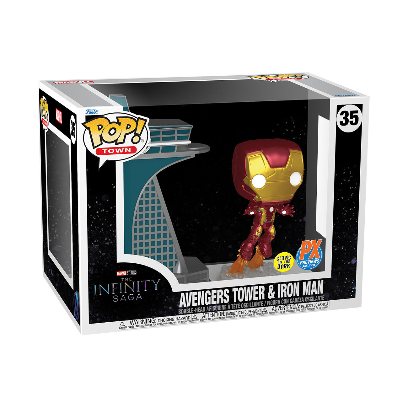 Funko Pop! Town: Marvel: The Infinity Saga - Avengers Tower & Iron Man (Glow in the Dark)