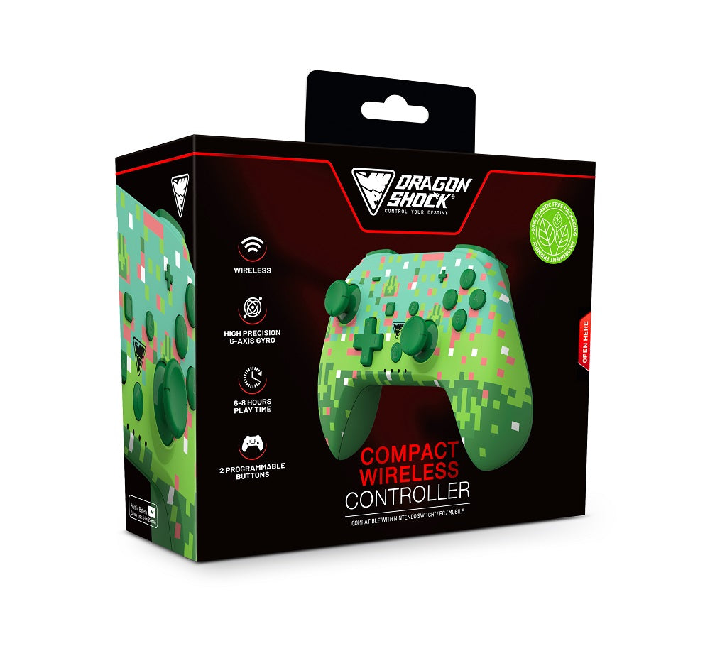 DragonShock - Manette compacte sans fil Bluetooth PopTop Cube Verte pour Switch et Switch OLED