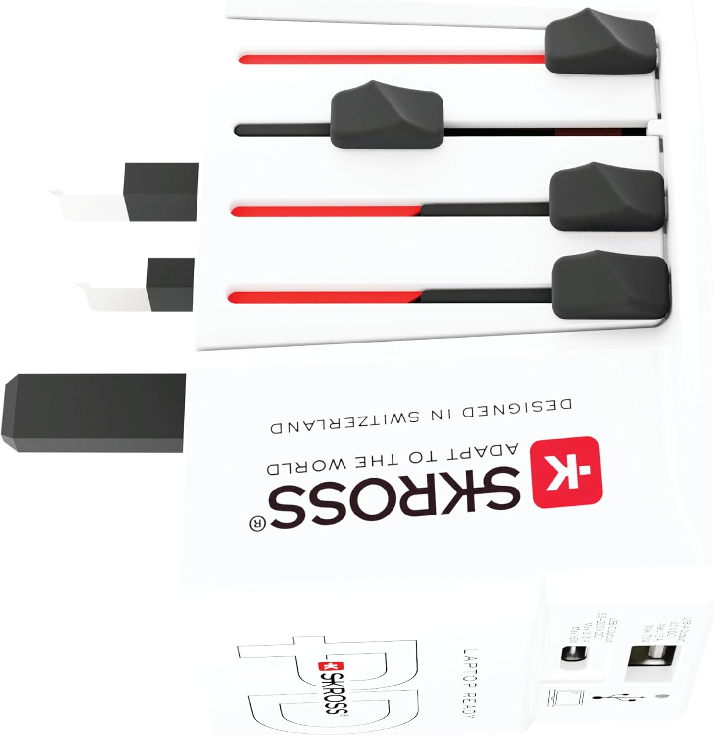 Skross - Adaptateur de voyage MUV PRO 2 pôles + 1 USB charge rapide + 1 Type C 3250 mA Blanc - flash vidéo