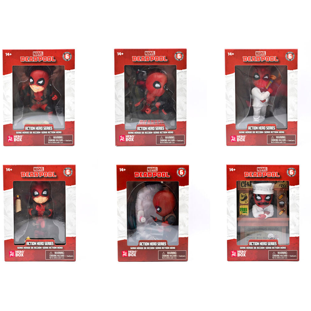 YuMe Hero Box Action Series - Display de figurines Deadpool 8cm (12 unités) - flash vidéo