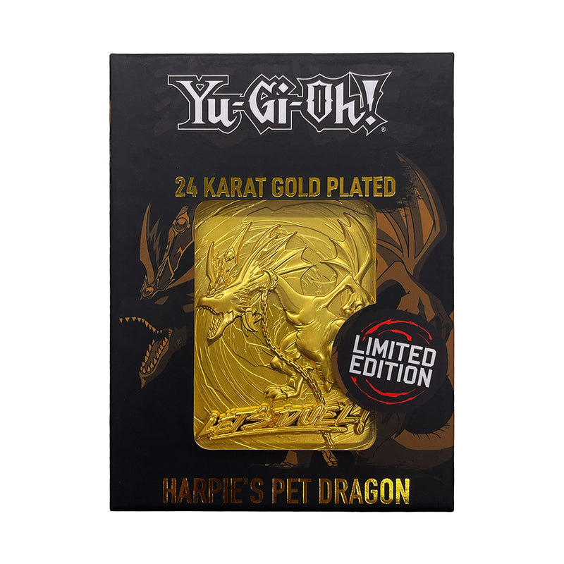 Yu-Gi-Oh! - Lingot Plaqué Or 24 Carats "Le Dragon de Compagnie de Dame Harpie" en Édition Limitée