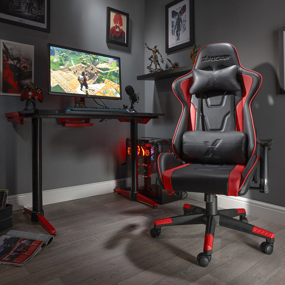 X Rocker - Bravo PC Office Red and Black Gaming Chair - flash vidéo