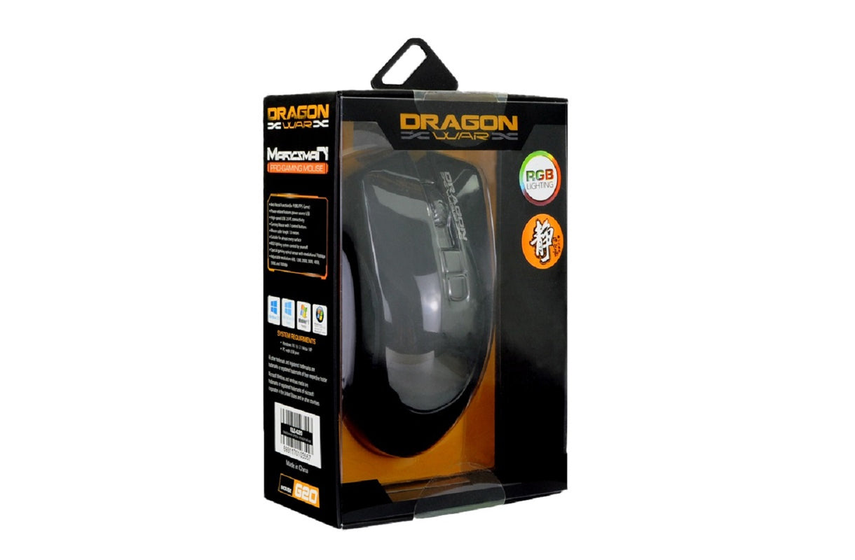 Dragonwar G20 7000DPI Souris de jeu RGB ergonomique et personnalisable à 7 boutons - Noir