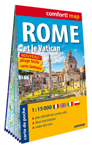 Rome et le vatican 1/15.000 (carte poche format laminee - plan de ville) - nouvelle edition