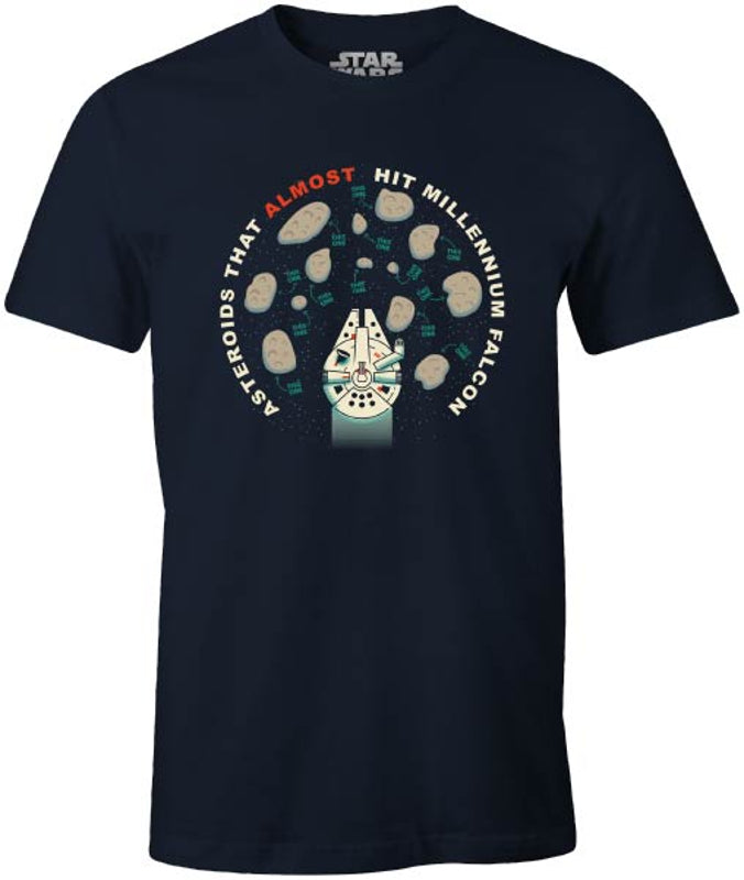 Star Wars - T-shirt Bleu Marine Hommes - Asteroids that almost hit millenium falcon - M