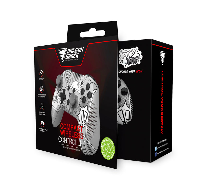 DragonShock - Manette compacte sans fil Bluetooth PopTop Manga pour Nintendo Switch et Switch OLED