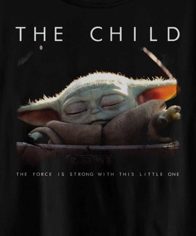 The Mandalorian - T-shirt Noir Femmes Logo The Child "The Force is Strong with this Little One" - XL