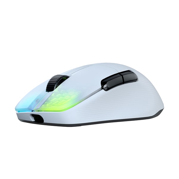 Roccat - Souris de jeu sans-fil optique RGB hyperlégère, ergonomique et ultraperformante Kone Pro Air Blanche - flash vidéo