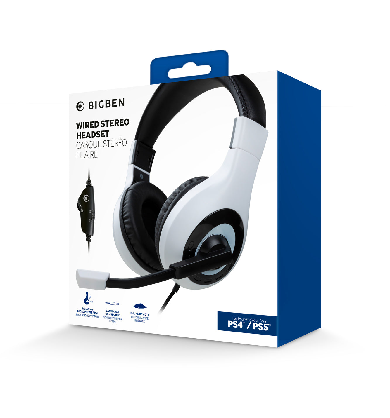 BigBen - Casque de jeu filaire blanc pour PS4/PS5