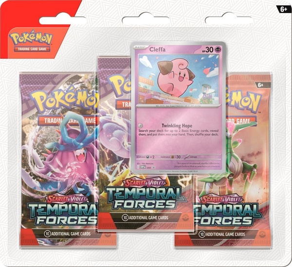 Pokémon JCC - Écarlate et Violet - Pack Blister de 3 Boosters Forces Temporelles Mélo ou Motorizard (1 Booster aléatoire) - flash vidéo