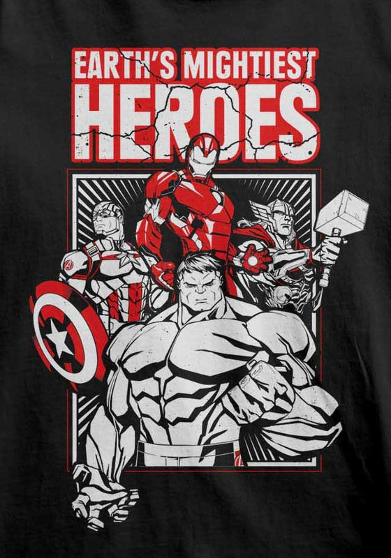 Marvel - T-shirt Enfant Noir The Avengers: Earth's Mightiest Heroes - 12-13 ans