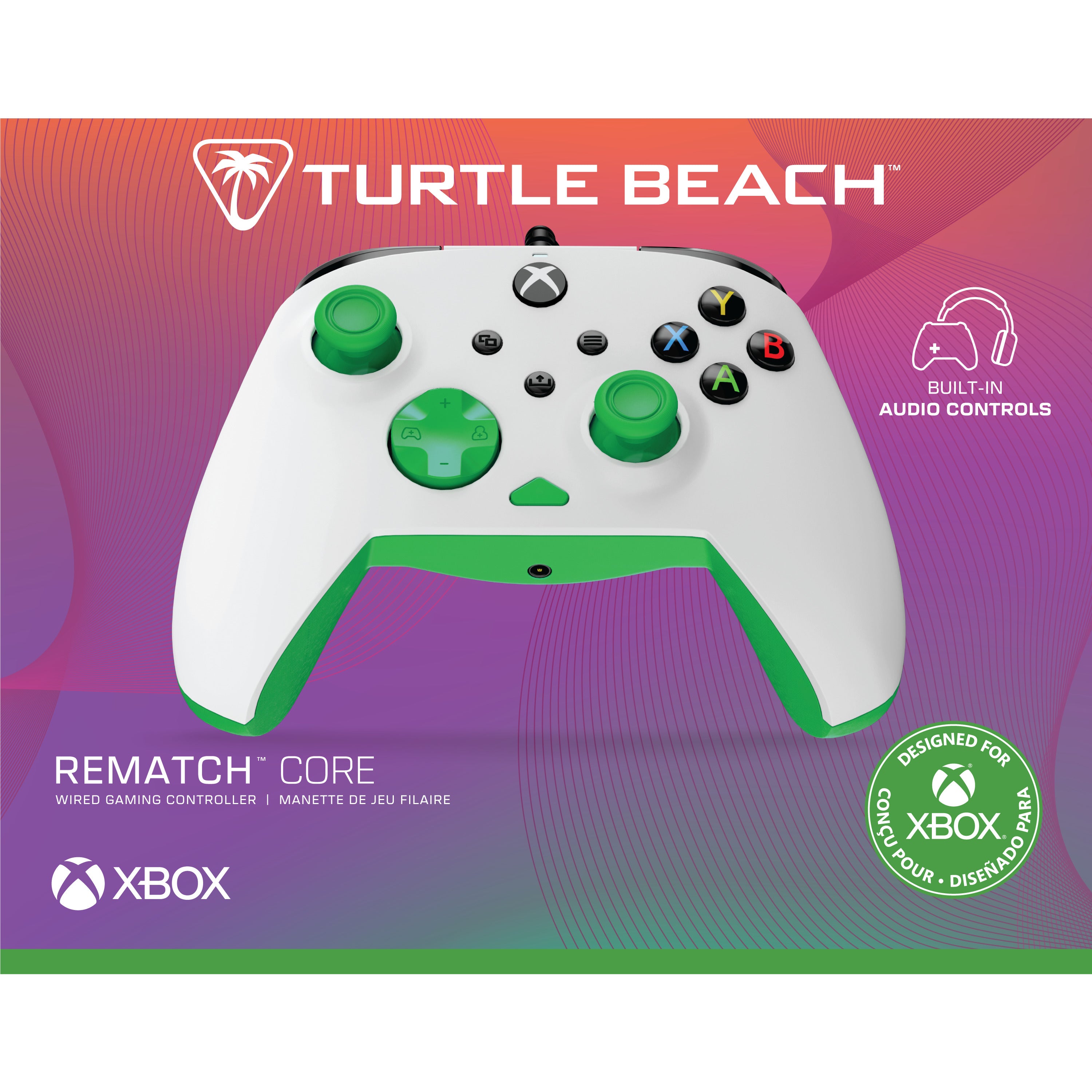Turtle Beach - Manette de jeu filaire Rematch Core Blanche et Verte pour Xbox Series X|S, Xbox One et Windows 10/11