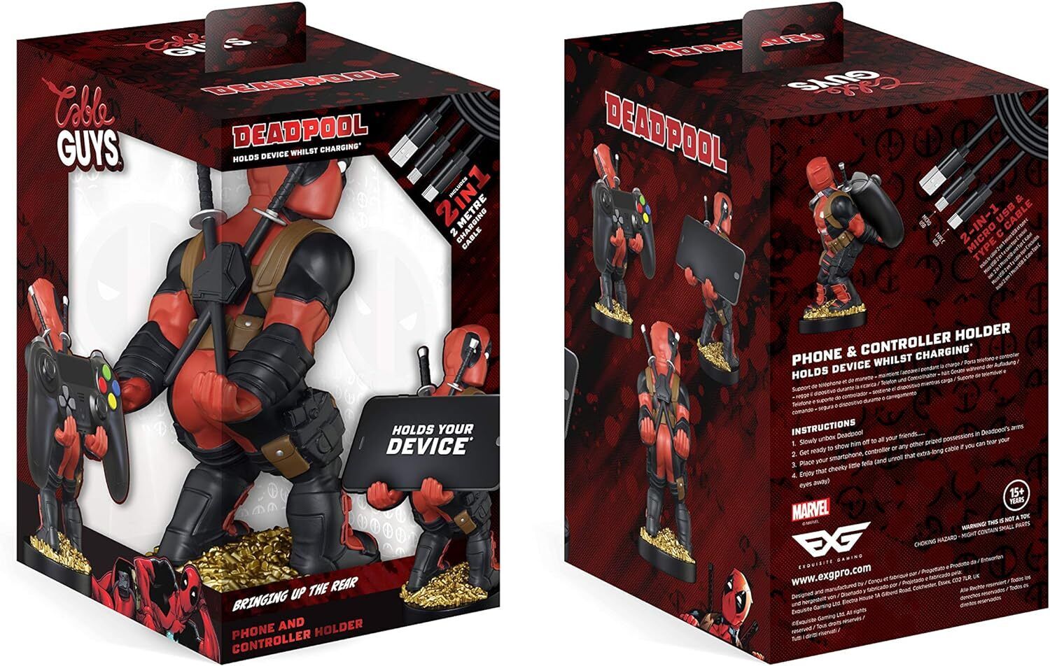 Cable Guys - Marvel - Deadpool - "Bringing Up The Rear" Support Chargeur pour Téléphone et Manette