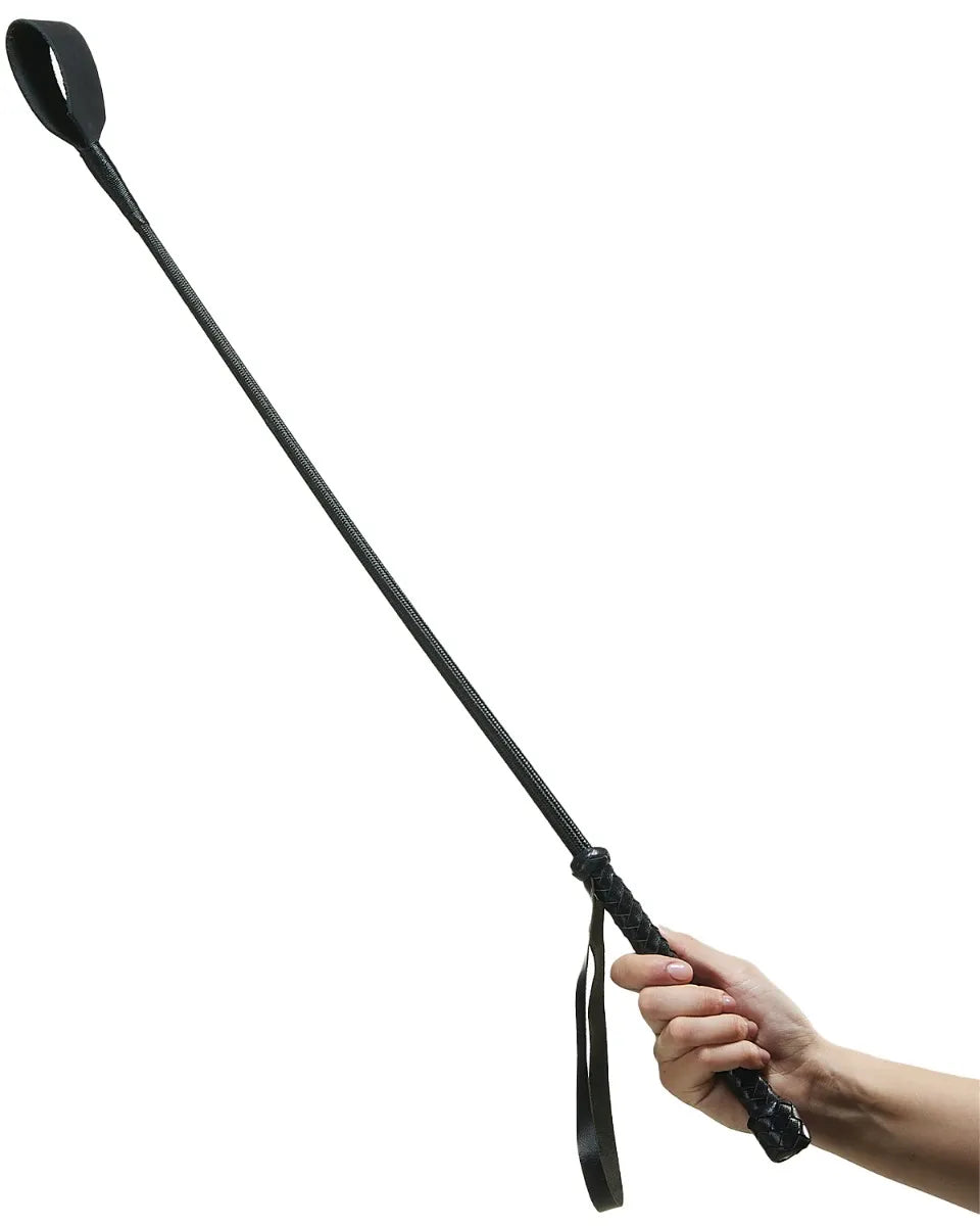 Cravache noire de 66cm en cuir véritable - flash vidéo