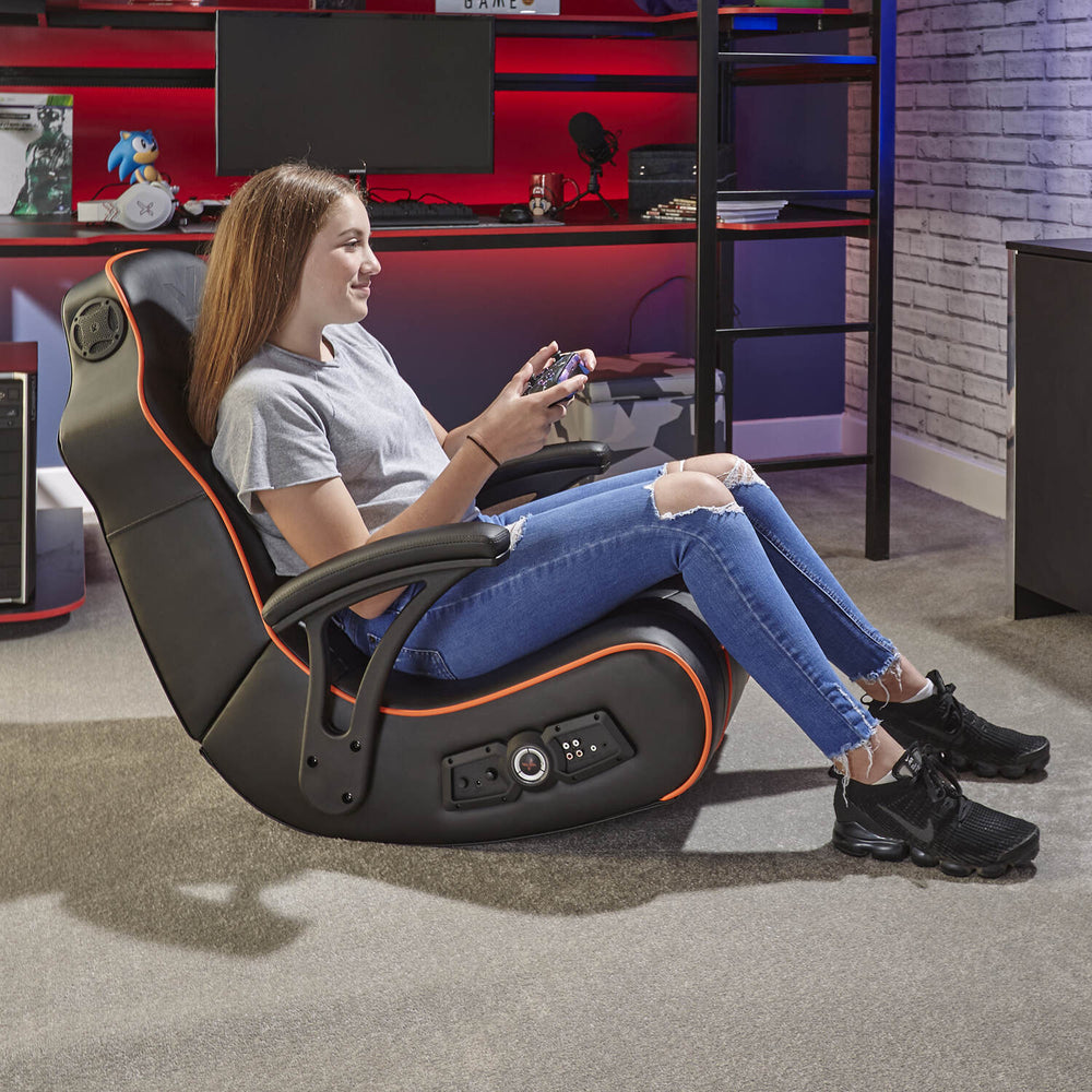 X Rocker - G-Force Sport 2.1 Chaise de jeu audio stéréo avec caisson de basses - Noir et Orange - flash vidéo