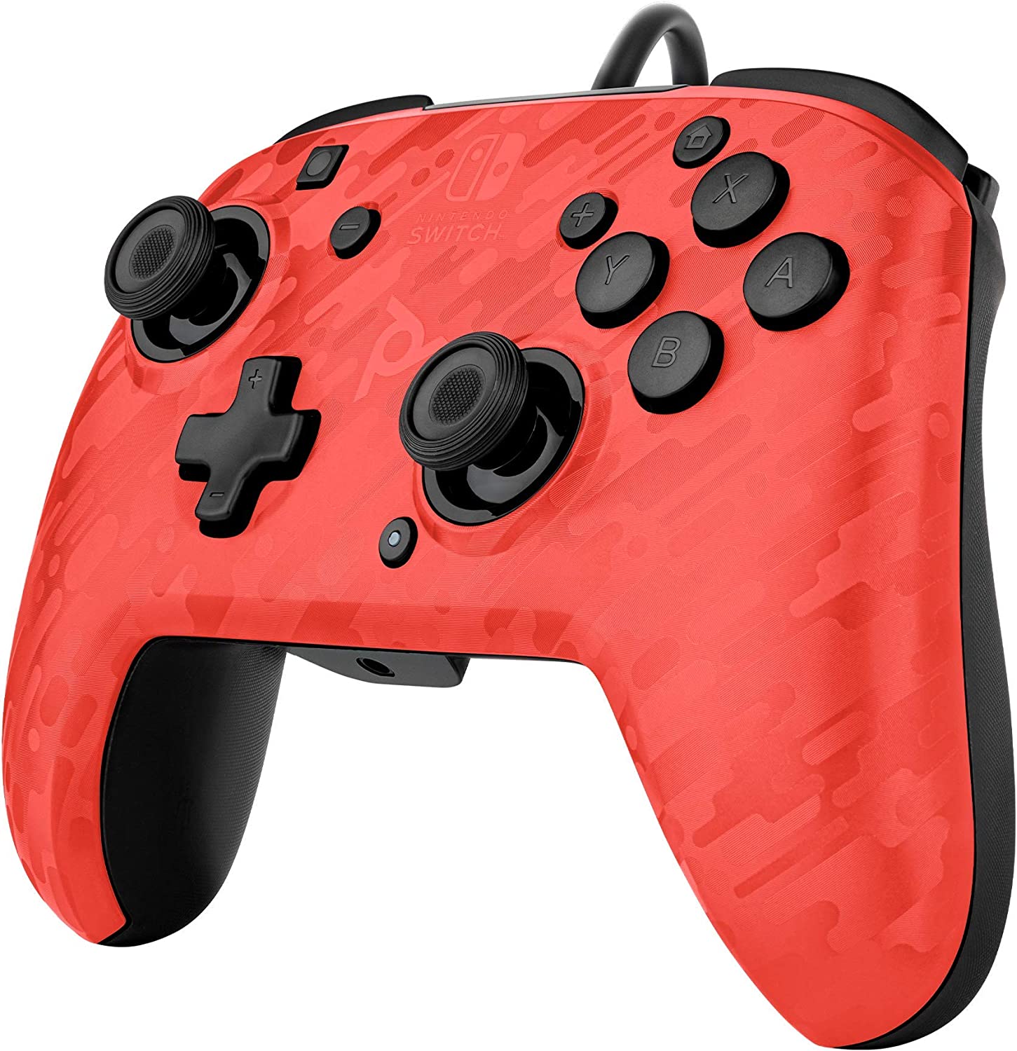 PDP - Manette filaire Faceoff Deluxe+ Audio Rouge camouflage pour Nintendo Switch et Switch OLED