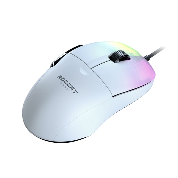 Roccat - Souris de jeu optique RGB hyperlégère, ergonomique et ultraperformante Kone Pro Blanche - flash vidéo
