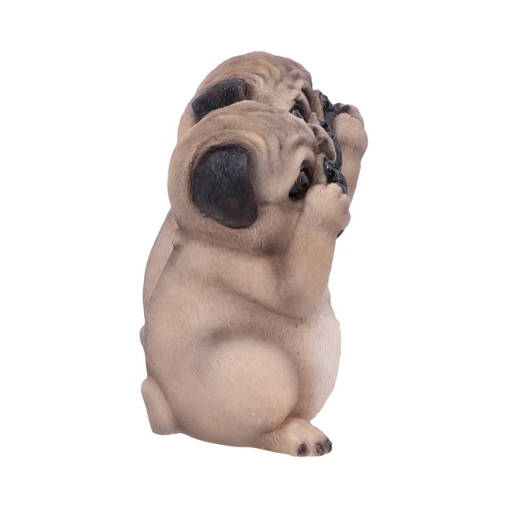 Les trois carlins sages - Figurines de chiens de décoration 8.5cm