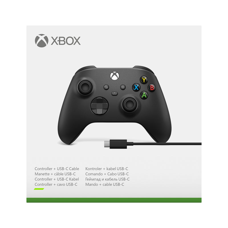 Manette sans fil Xbox Carbon Black + Cable USB-C pour Xbox Series X|S, Xbox One, Windows 10/11, Android et iOS