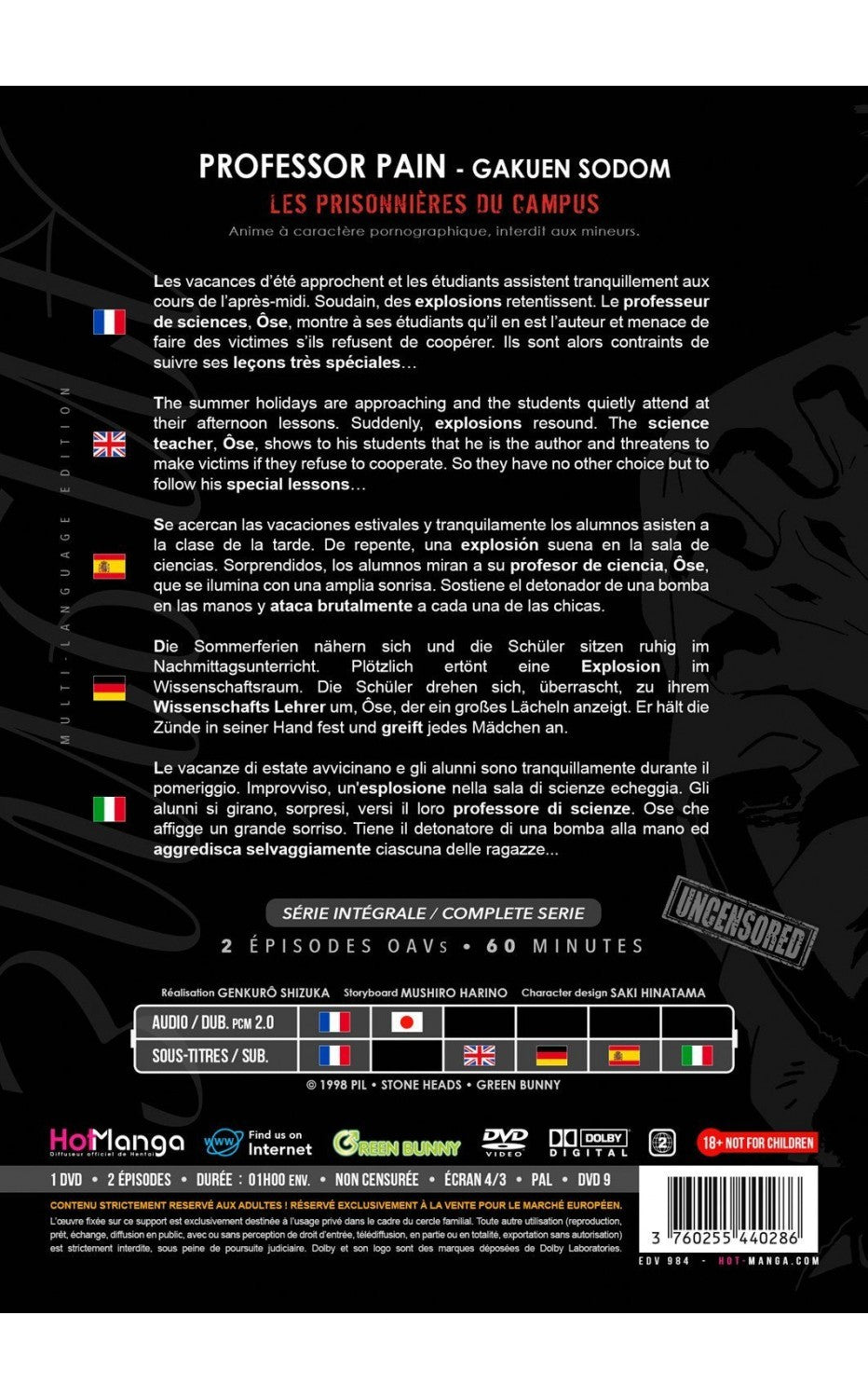Professor Pain (Les Prisonnières du Campus) - Intégrale (Hentai) - DVD
