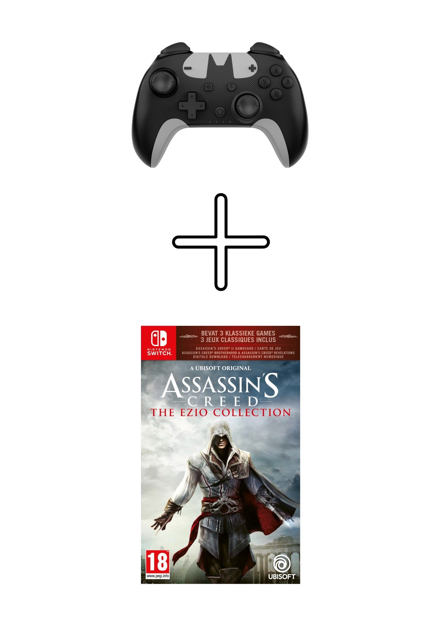 DragonShock - Bundle Manette compacte sans fil Bluetooth PopTop The Signal pour Switch et Switch OLED + Assassin's Creed: The Ezio Collection