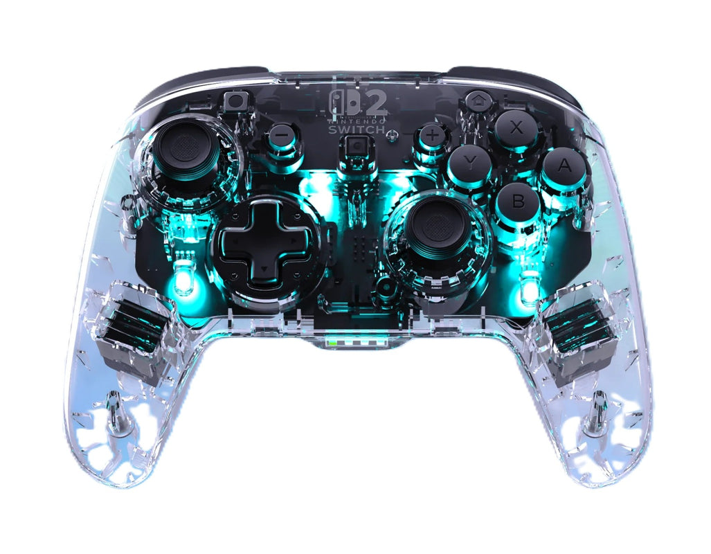 Turtle Beach - Manette de jeu RGB sans fil Afterglow transparente pour Nintendo Switch 2, Switch, Switch Lite et Switch modèle OLED
