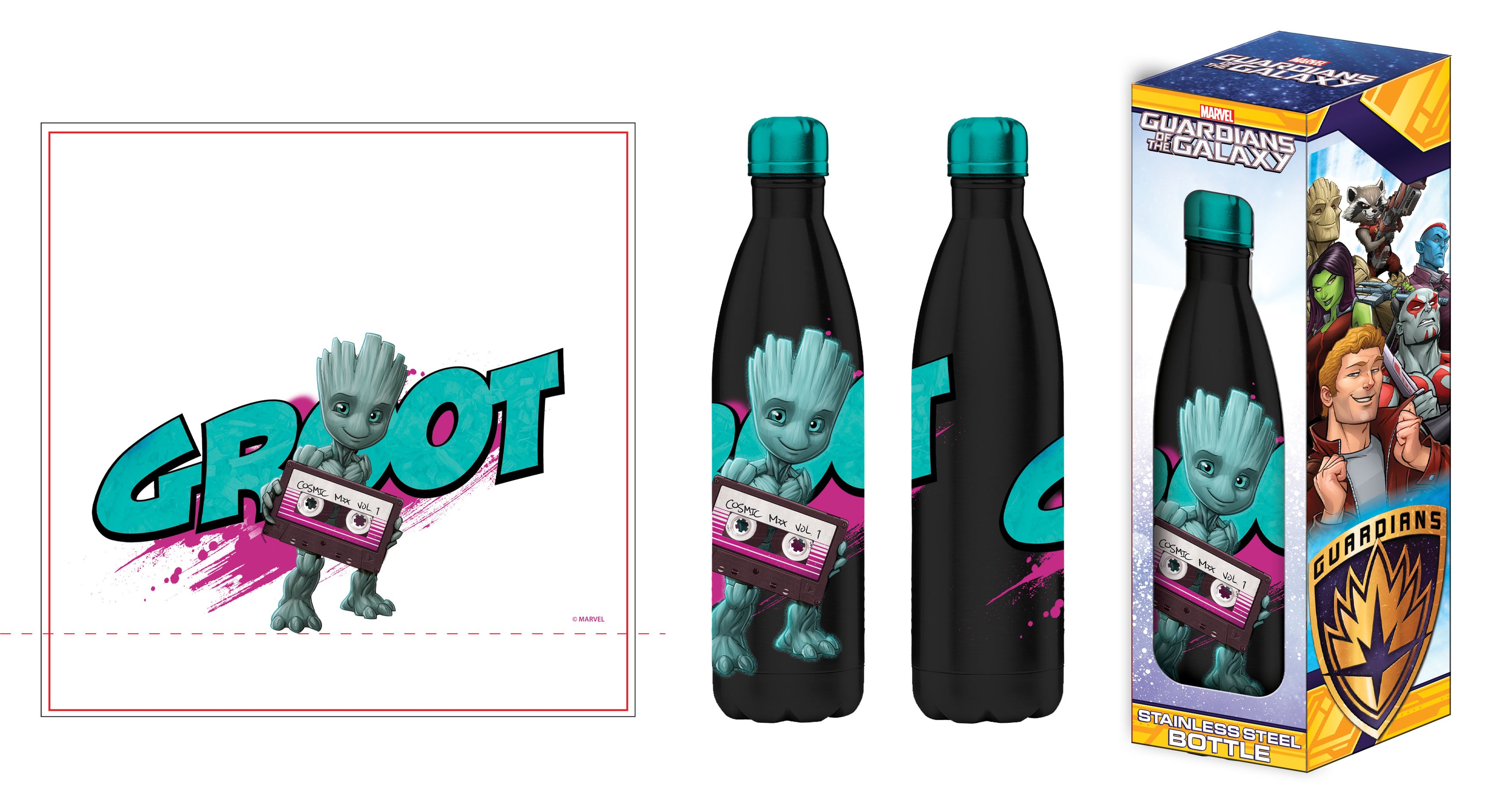 Les Gardiens de la Galaxie - Bouteille d'eau en acier inoxydable Groot - 500ml