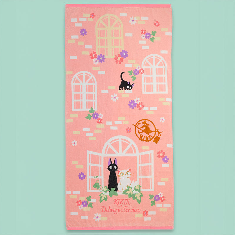 Ghibli - Kiki la petite sorcière - Serviette de bain Natsu Jiji Douce rose 70x140cm