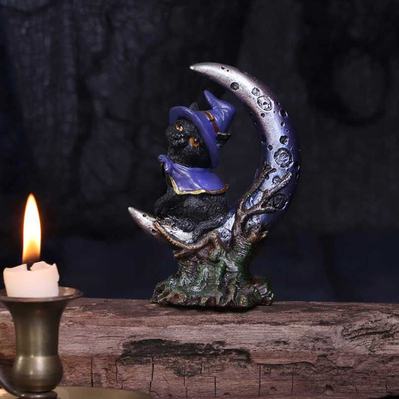 Sooky - Figurine de chat noir familier de sorcières et Croissant de lune 11.5cm